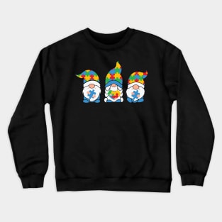 Puzzle Gnome Autism Awareness Gift for Birthday, Mother's Day, Thanksgiving, Christmas Crewneck Sweatshirt